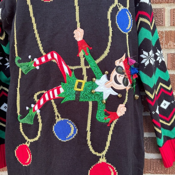 Celebrate Together Womens L Ugly Christmas Sweater Tunic Crewneck Elf Holiday - Picture 2 of 7